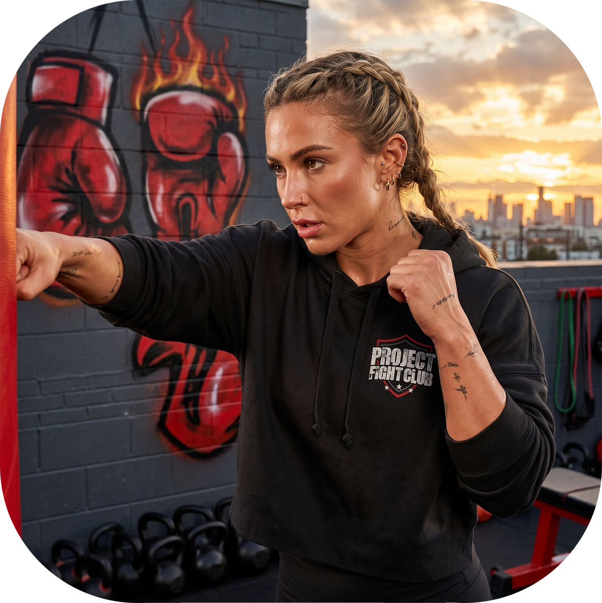 WOMENS BLACK CROPPED HOODIE 2 - HONOR FIREFIGHTERS & EMTs
