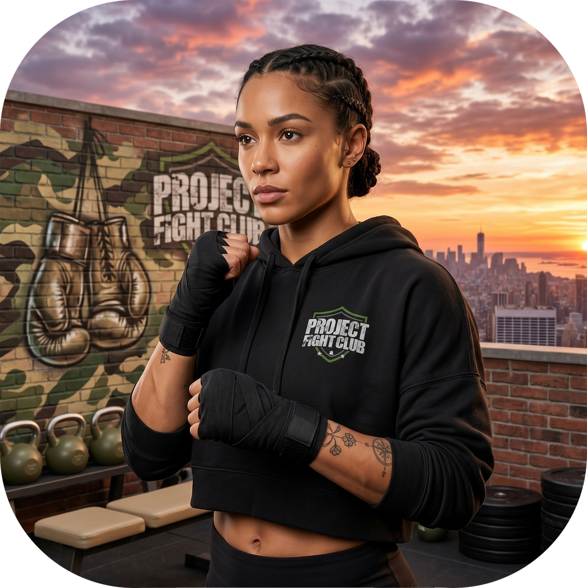 WOMENS BLACK CROP HOODIE 2 - HONOR SOLDIERS & VETERANS