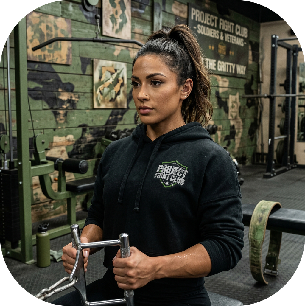 WOMENS BLACK CROP HOODIE 2 - HONOR SOLDIERS & VETERANS