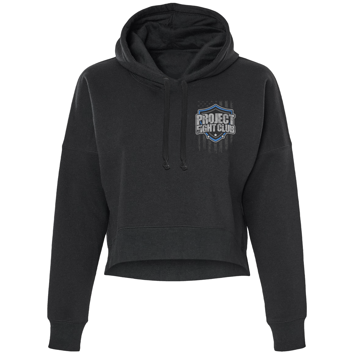 BLACK CROPPED HOODIE - SUPPORT POLICE