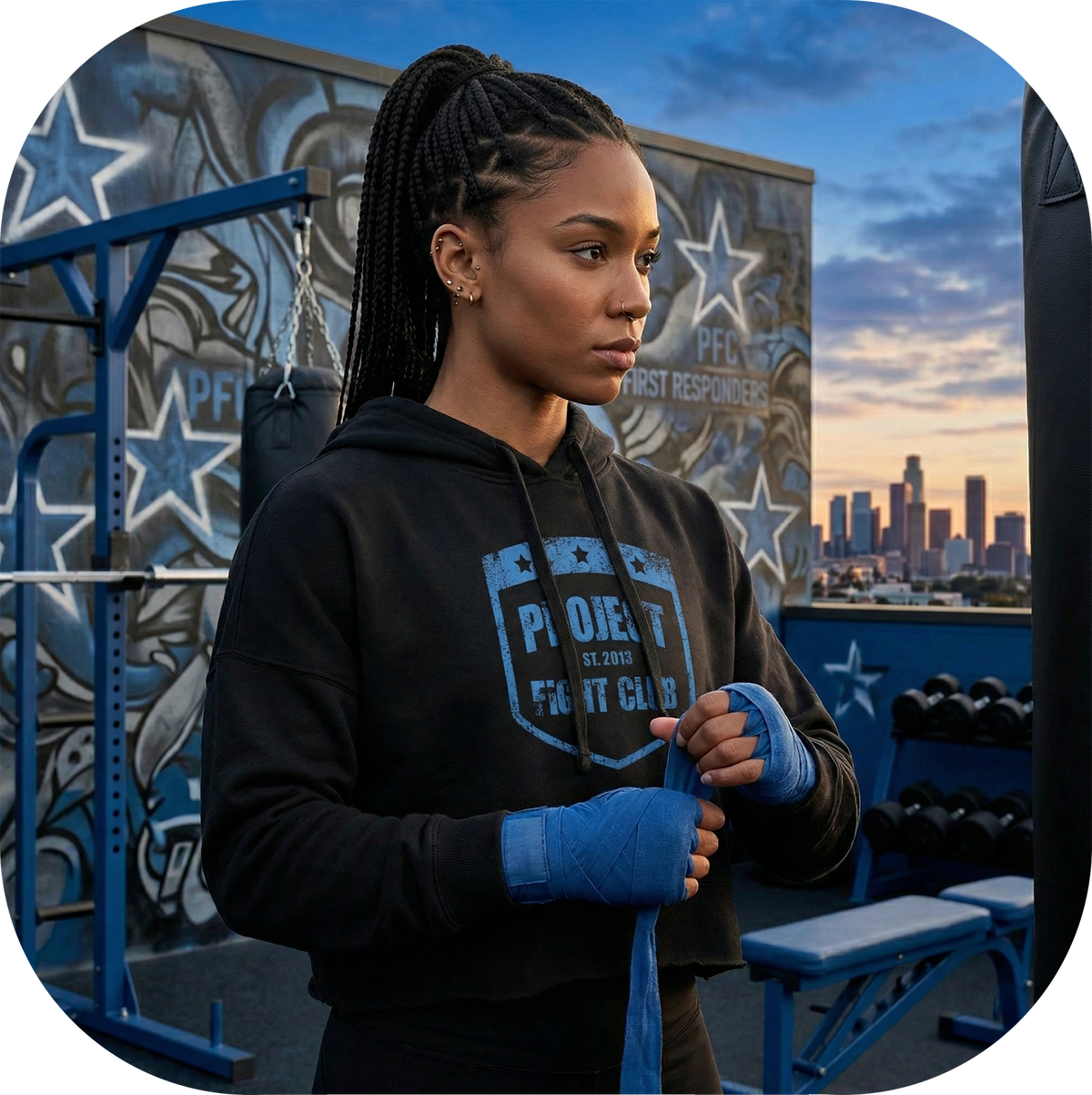 BLACK CROPPED HOODIE 3 - SUPPORT POLICE