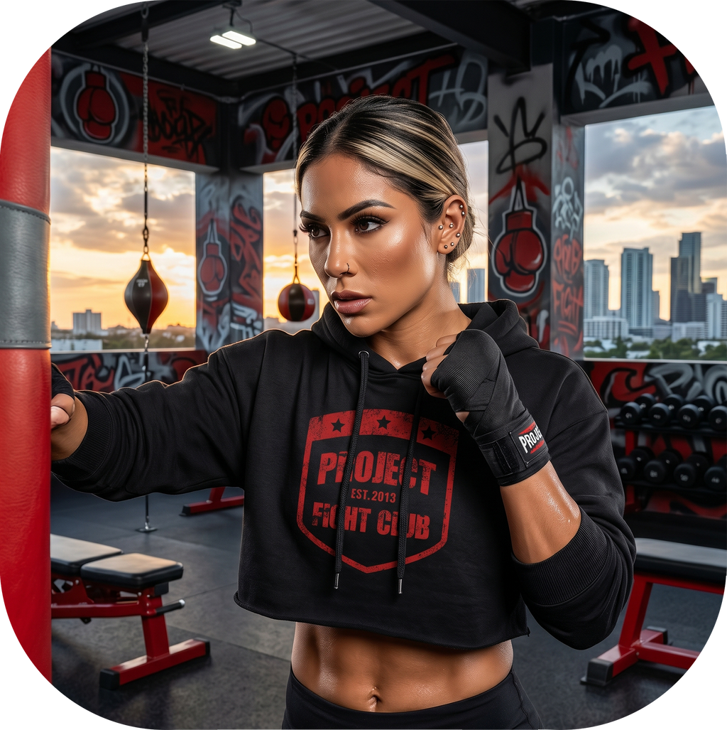 WOMENS BLACK CROPPED HOODIE 3 - HONOR FIREFIGHTERS & EMTs