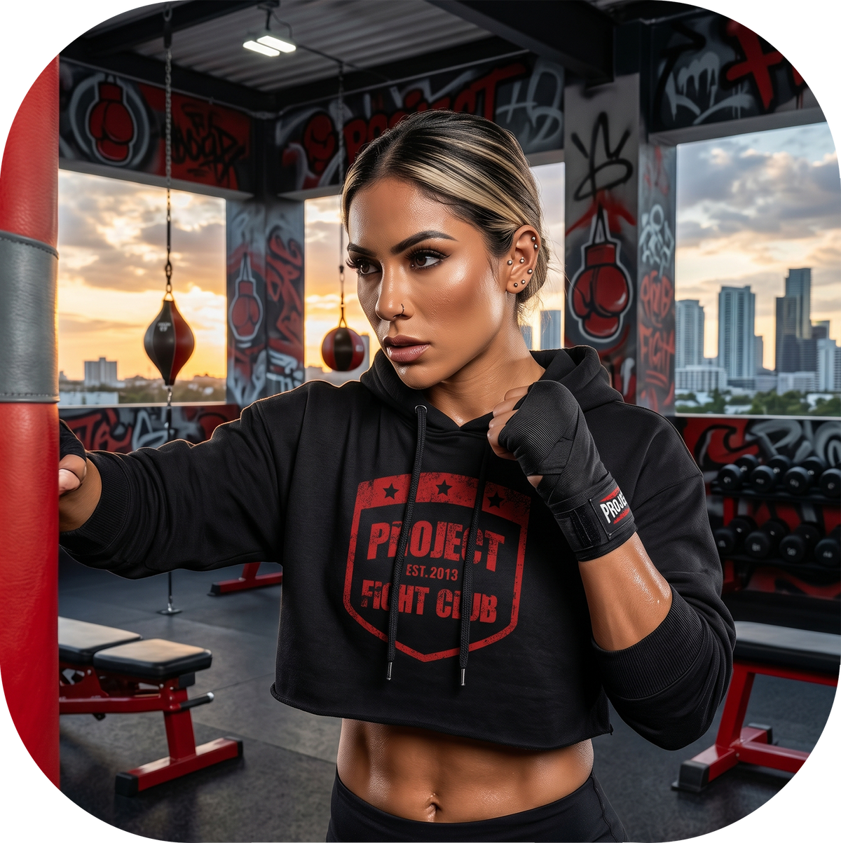 WOMENS BLACK CROPPED HOODIE 3 - HONOR FIREFIGHTERS & EMTs