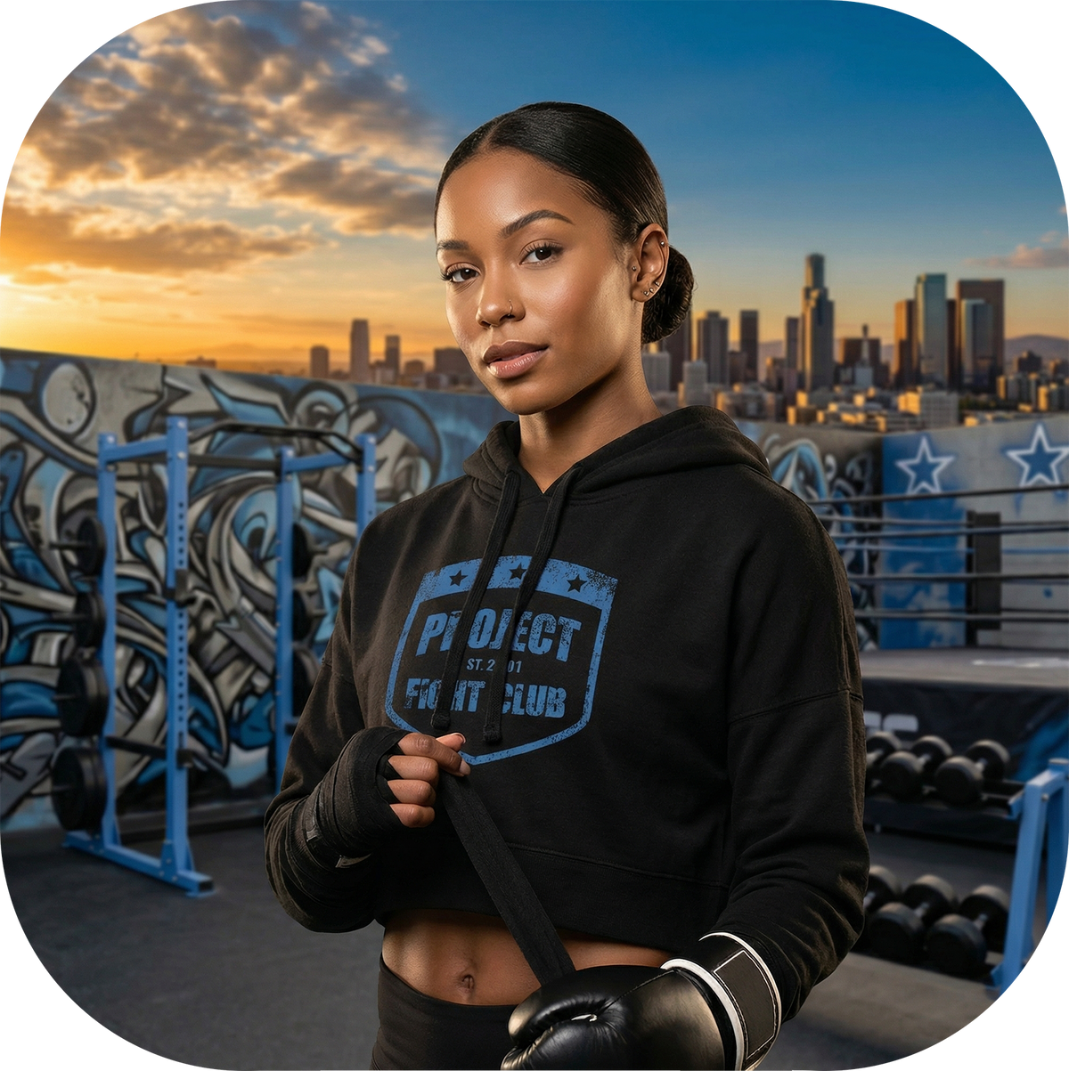 BLACK CROPPED HOODIE 3 - SUPPORT POLICE