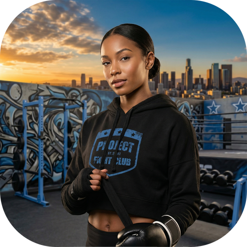 BLACK CROPPED HOODIE 3 - SUPPORT POLICE