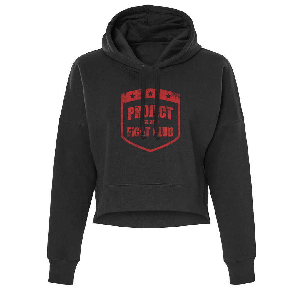 WOMENS BLACK CROPPED HOODIE 3 - HONOR FIREFIGHTERS & EMTs