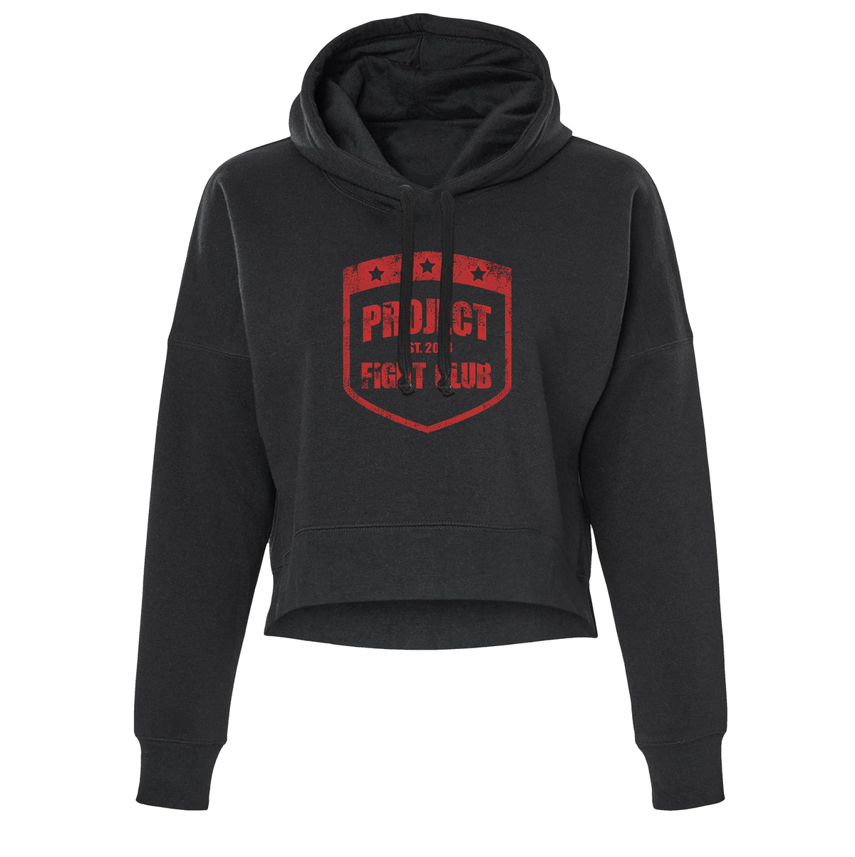 WOMENS BLACK CROPPED HOODIE 3 - HONOR FIREFIGHTERS & EMTs