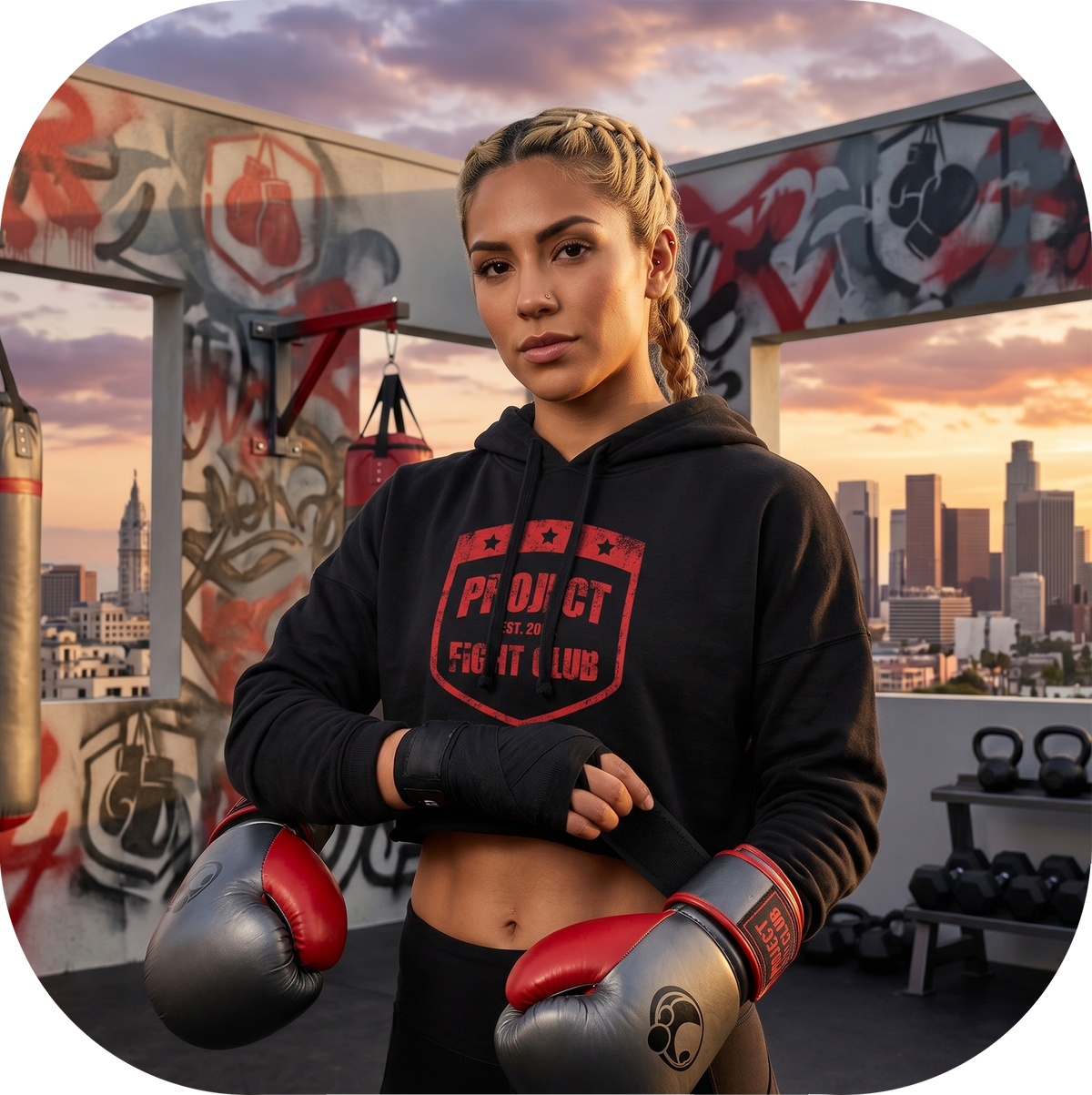 WOMENS BLACK CROPPED HOODIE 3 - HONOR FIREFIGHTERS & EMTs