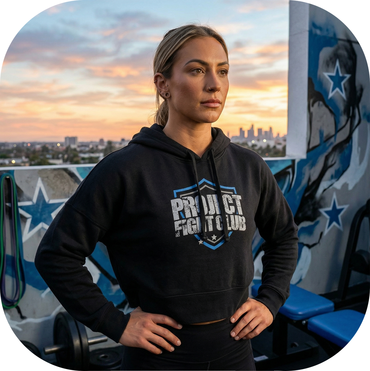 BLACK CROPPED HOODIE 4 - SUPPORT POLICE