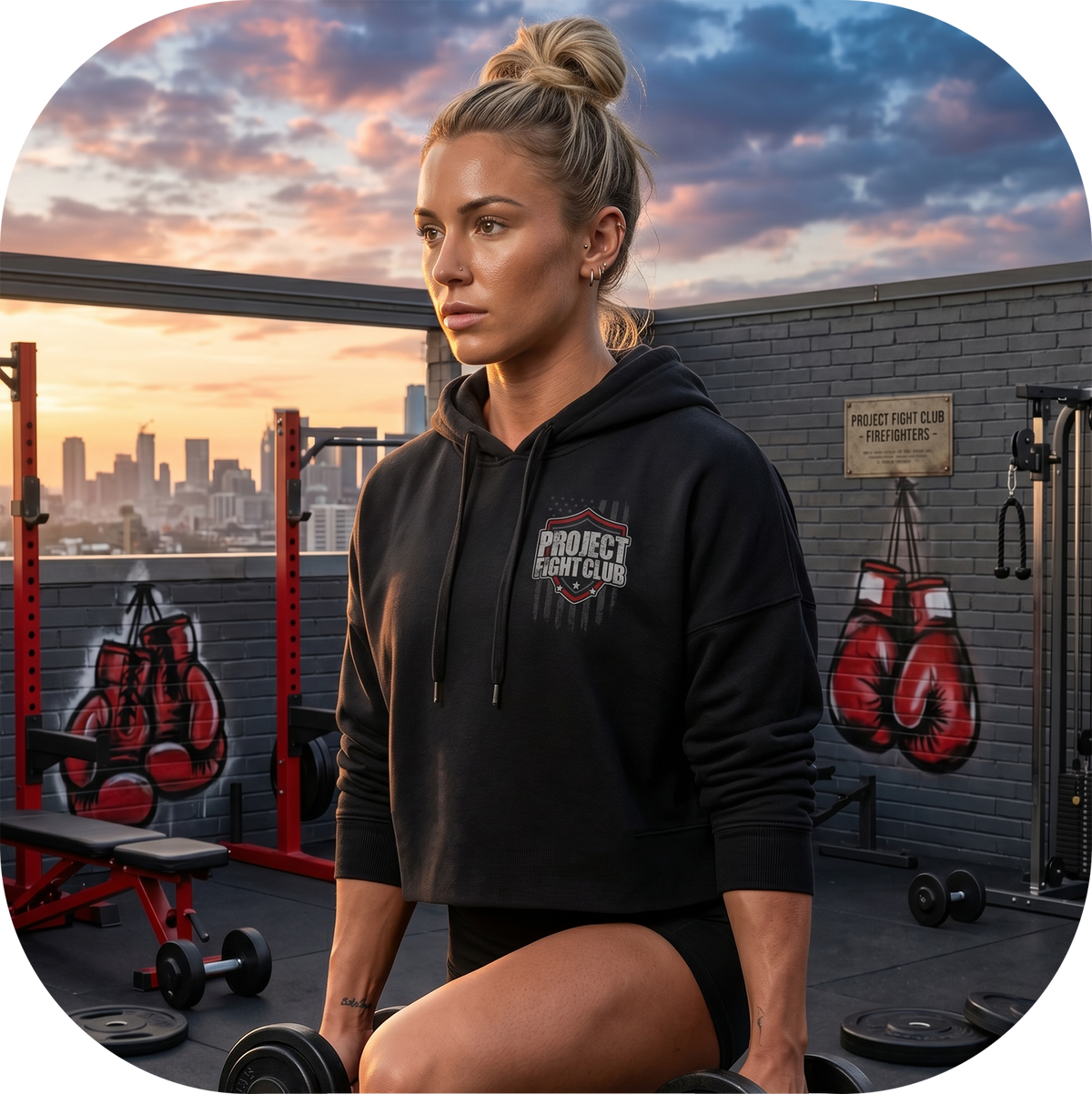WOMENS BLACK CROP HOODIE 4 - HONOR SOLDIERS & VETERANS