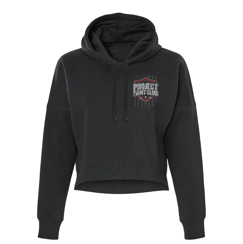 WOMENS BLACK CROP HOODIE 4 - HONOR SOLDIERS & VETERANS