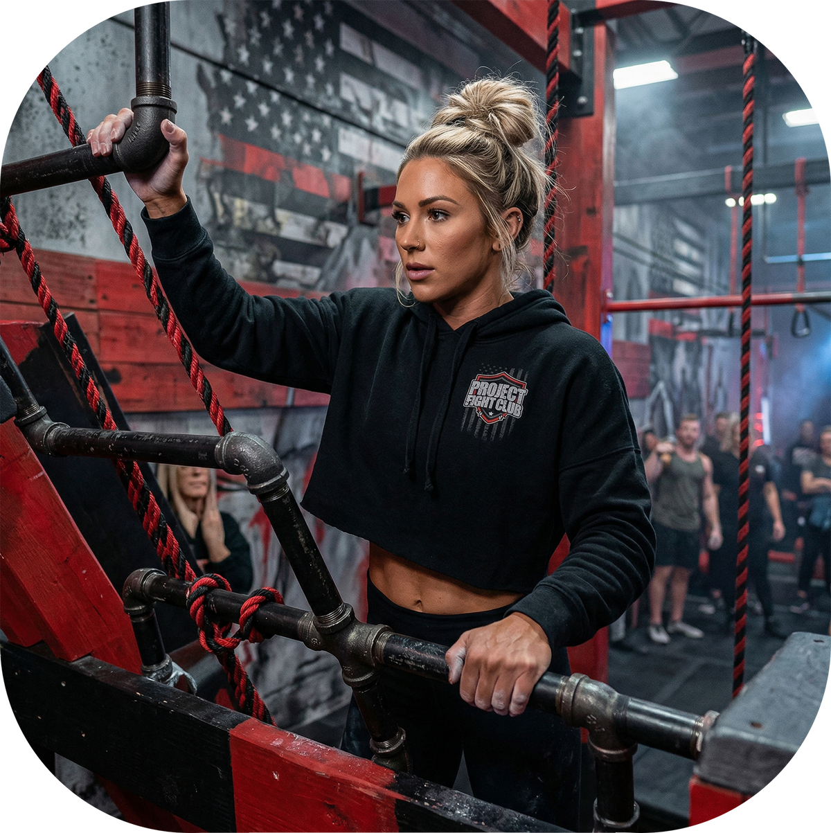 WOMENS BLACK CROP HOODIE 4 - HONOR SOLDIERS & VETERANS