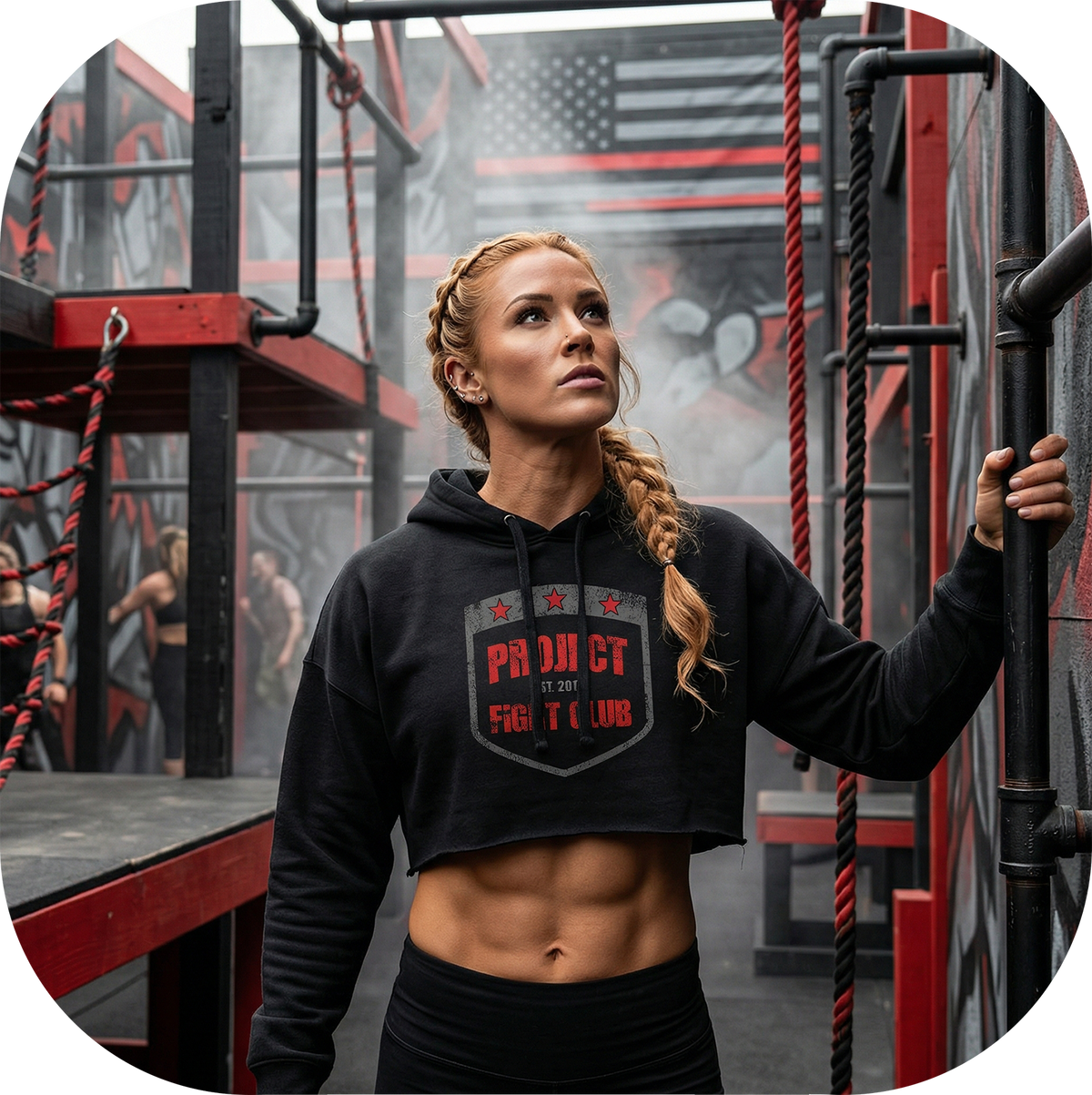 WOMENS BLACK CROPPED HOODIE - HONOR FIREFIGHTERS & EMTs