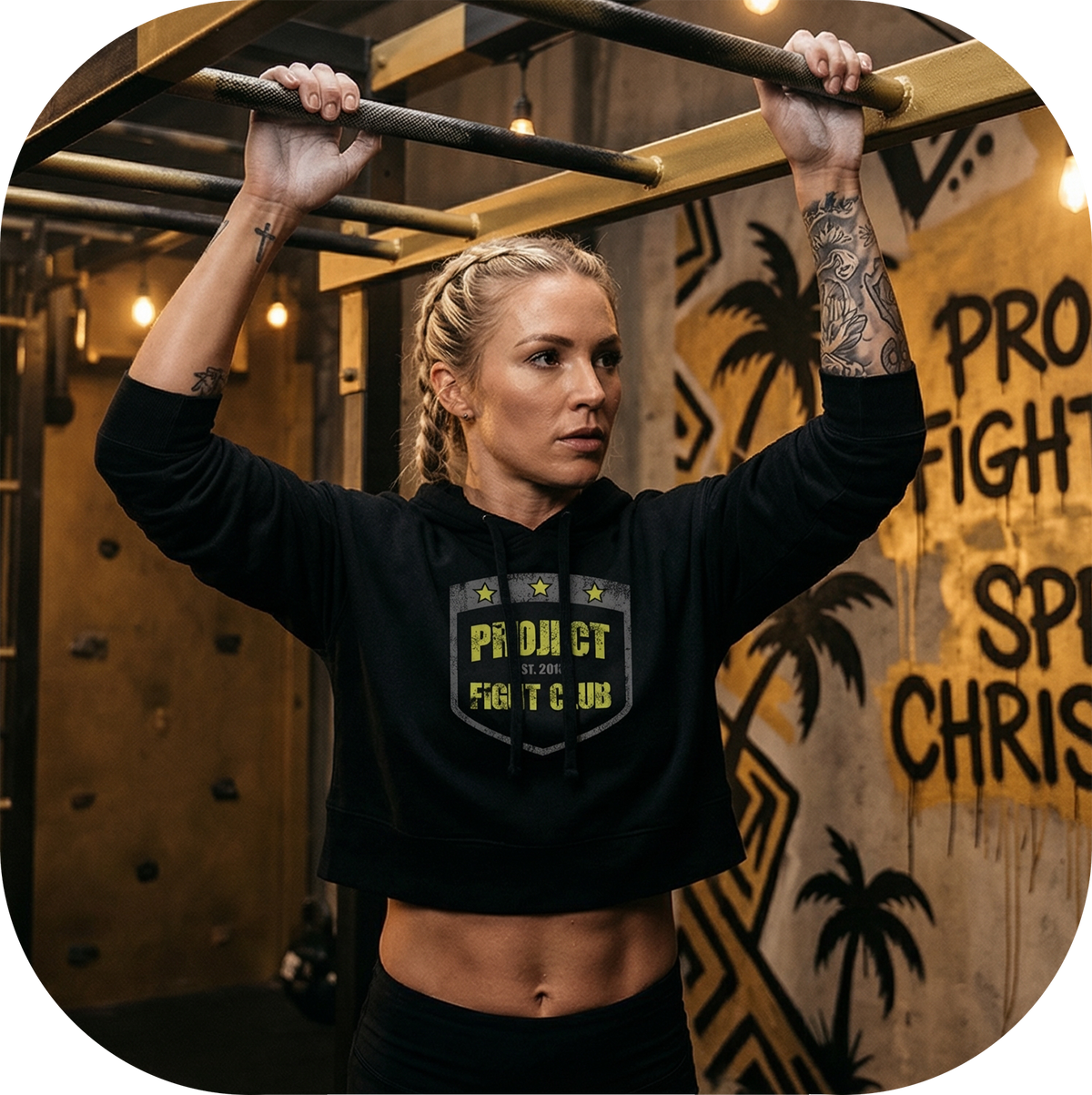 WOMENS BLACK CROPPED HOODIE - SPREAD CHRISTIANITY