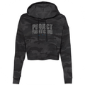WOMENS BLACK CAMO CROPPED HOODIE - SUPPORT POLICE