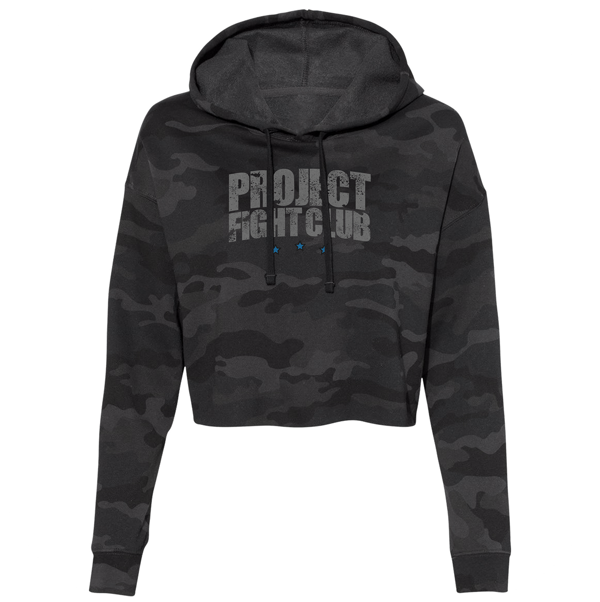 WOMENS BLACK CAMO CROPPED HOODIE - SUPPORT POLICE