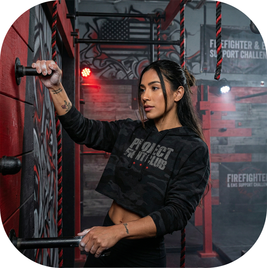 BLACK CAMO CROPPED HOODIE - HONOR FIREFIGHTERS & EMTs