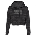 WOMENS BLACK CAMO CROP HOODIE - HONOR SOLDIERS & VETERANS