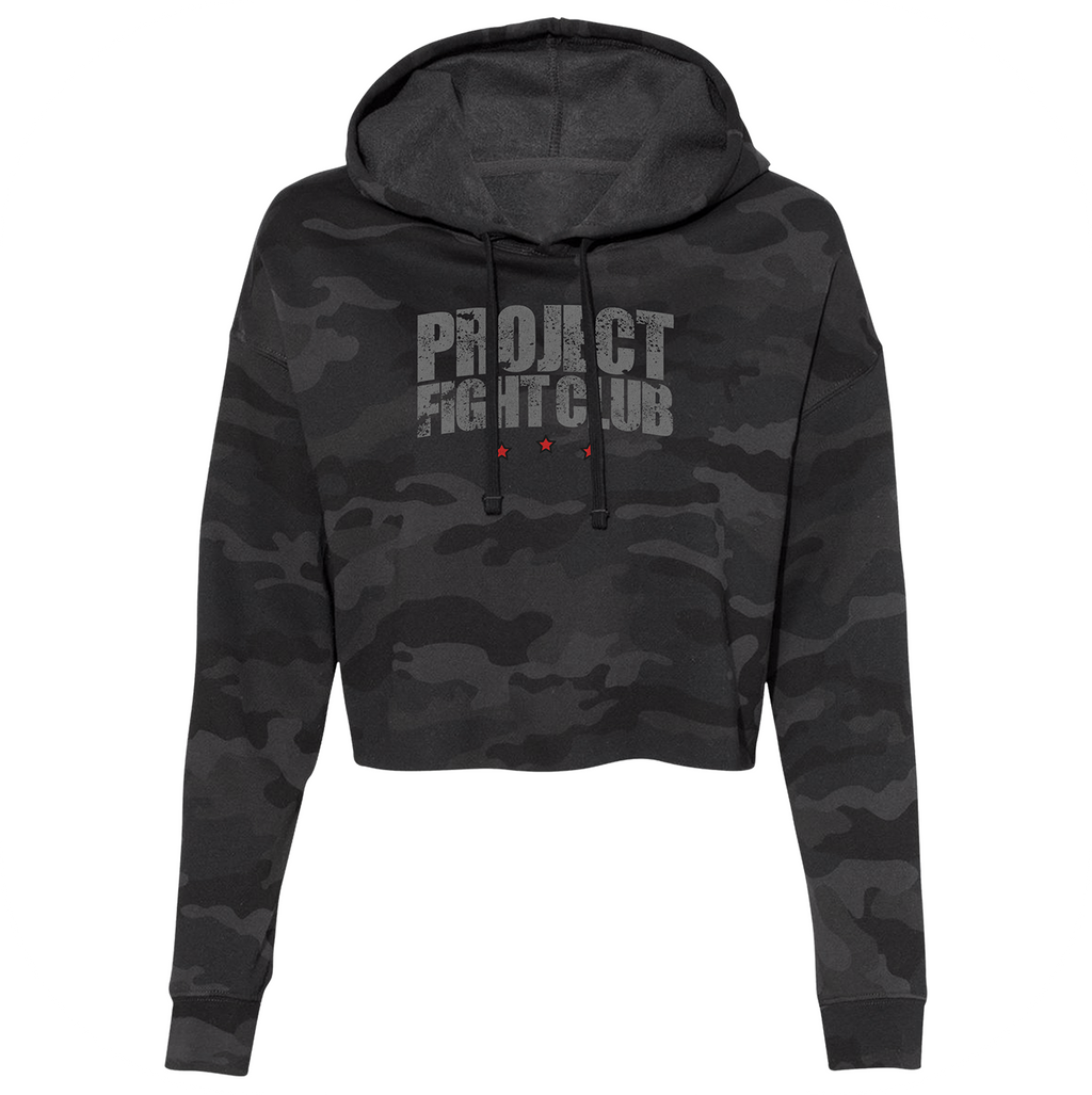 BLACK CAMO CROPPED HOODIE - HONOR FIREFIGHTERS & EMTs
