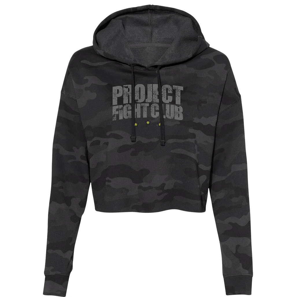 BLACK CAMO CROPPED HOODIE - SPREAD CHRISTIANITY
