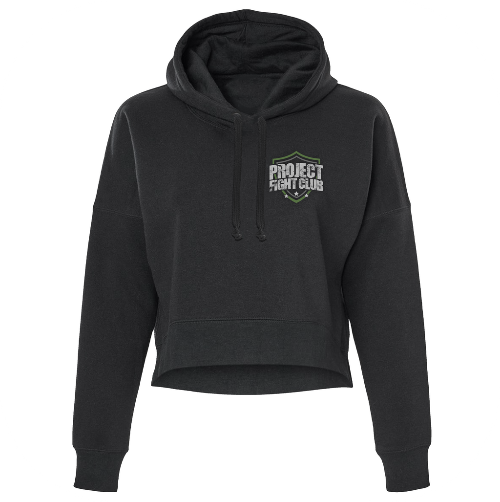 WOMENS BLACK CROP HOODIE 2 - HONOR SOLDIERS & VETERANS