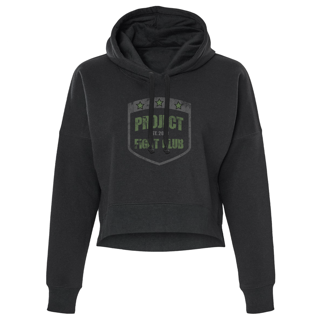 WOMENS BLACK CROP HOODIE - HONOR SOLDIERS & VETERANS