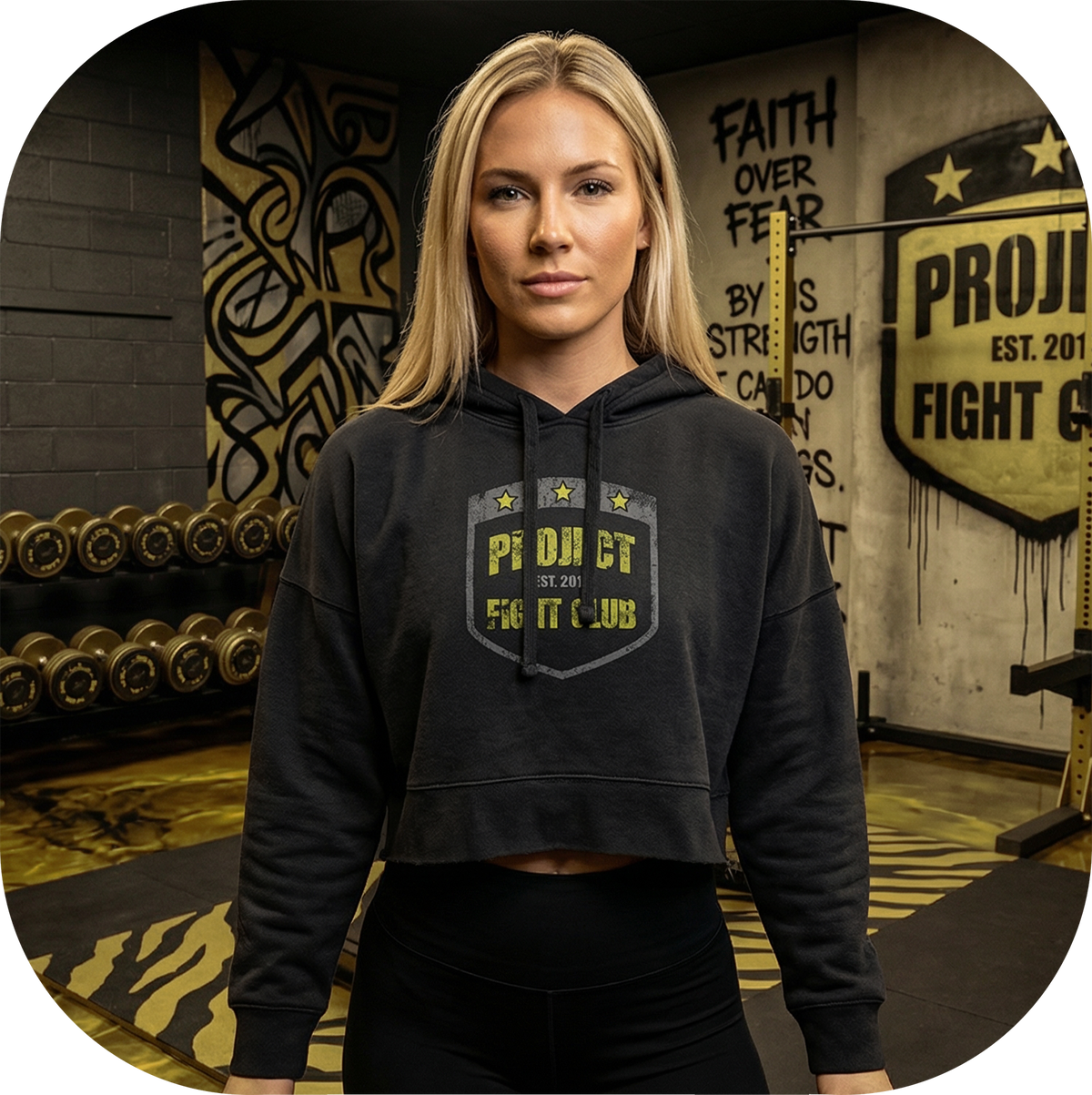 WOMENS BLACK CROPPED HOODIE - SPREAD CHRISTIANITY