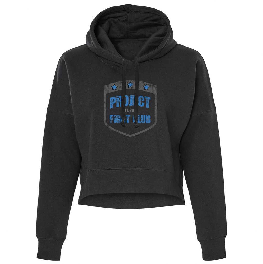 BLACK CROPPED HOODIE - SUPPORT POLICE