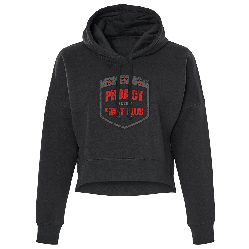 WOMENS BLACK CROPPED HOODIE - HONOR FIREFIGHTERS & EMTs