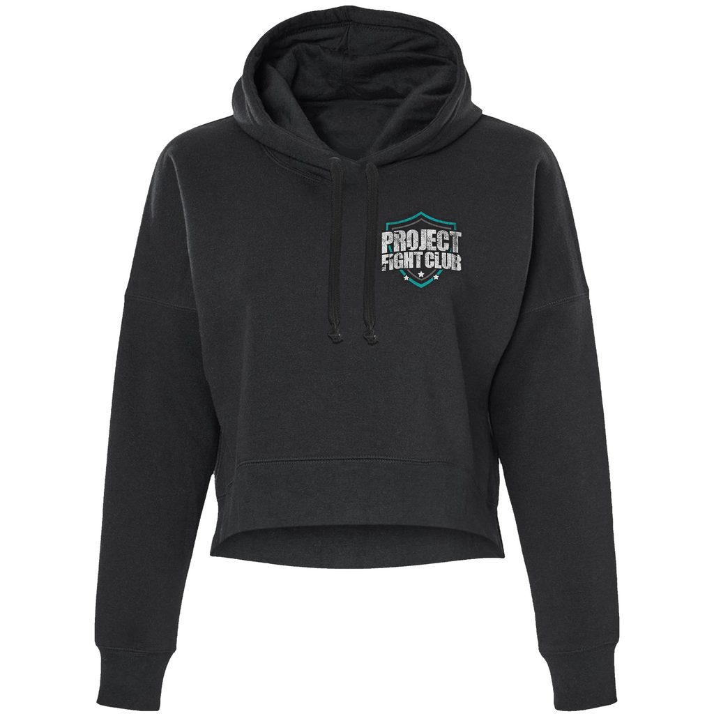 WOMENS BLACK CROPPED HOODIE #2 - FIGHT ADDICTION