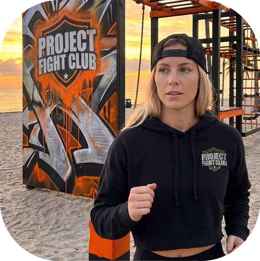 WOMENS BLACK CROPPED HOODIE #2 - PROTECT ANIMALS & WILDLIFE