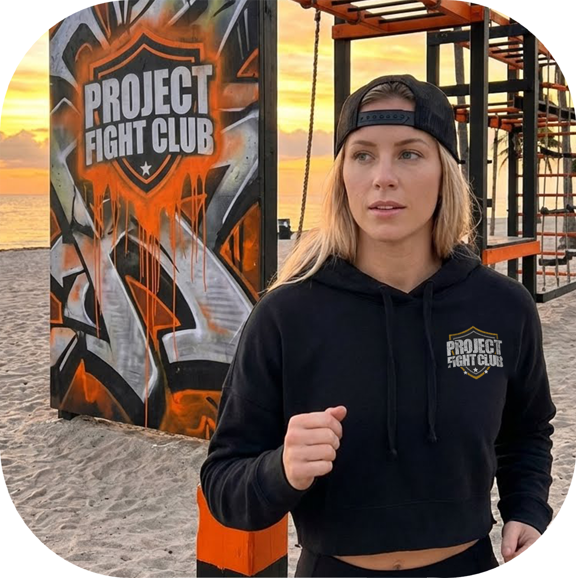 WOMENS BLACK CROPPED HOODIE #2 - PROTECT ANIMALS & WILDLIFE