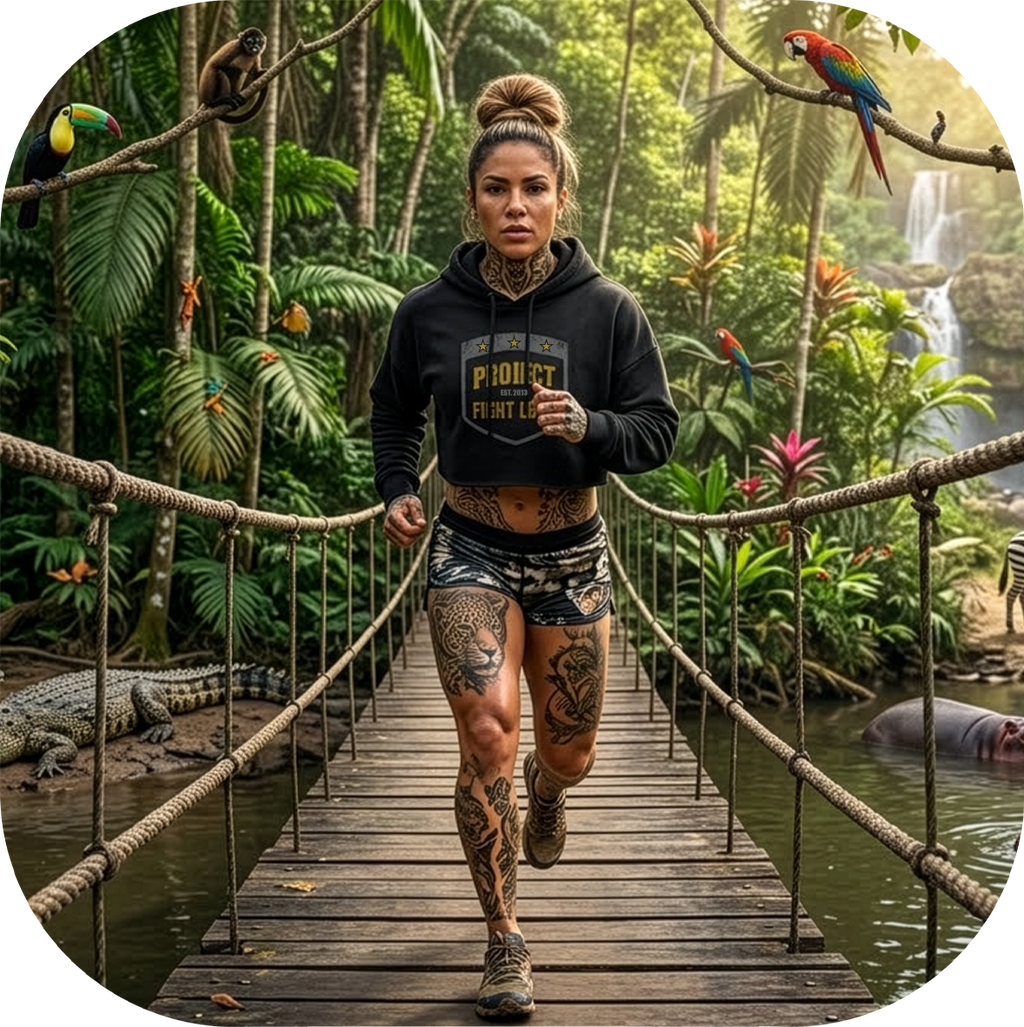 WOMENS BLACK CROPPED HOODIE - PROTECT ANIMALS & WILDLIFE