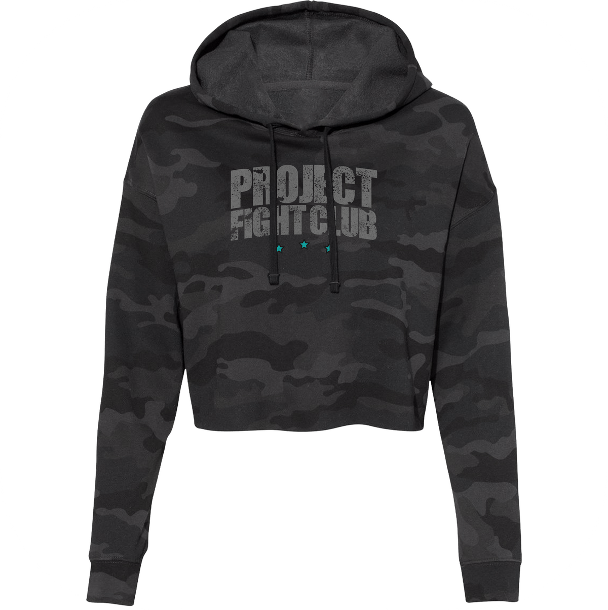 WOMENS BLACK CAMO CROPPED HOODIE - FIGHT ADDICTION