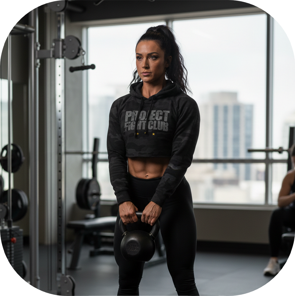 WOMENS BLACK CAMO CROPPED HOODIE - PROTECT ANIMALS & WILDLIFE