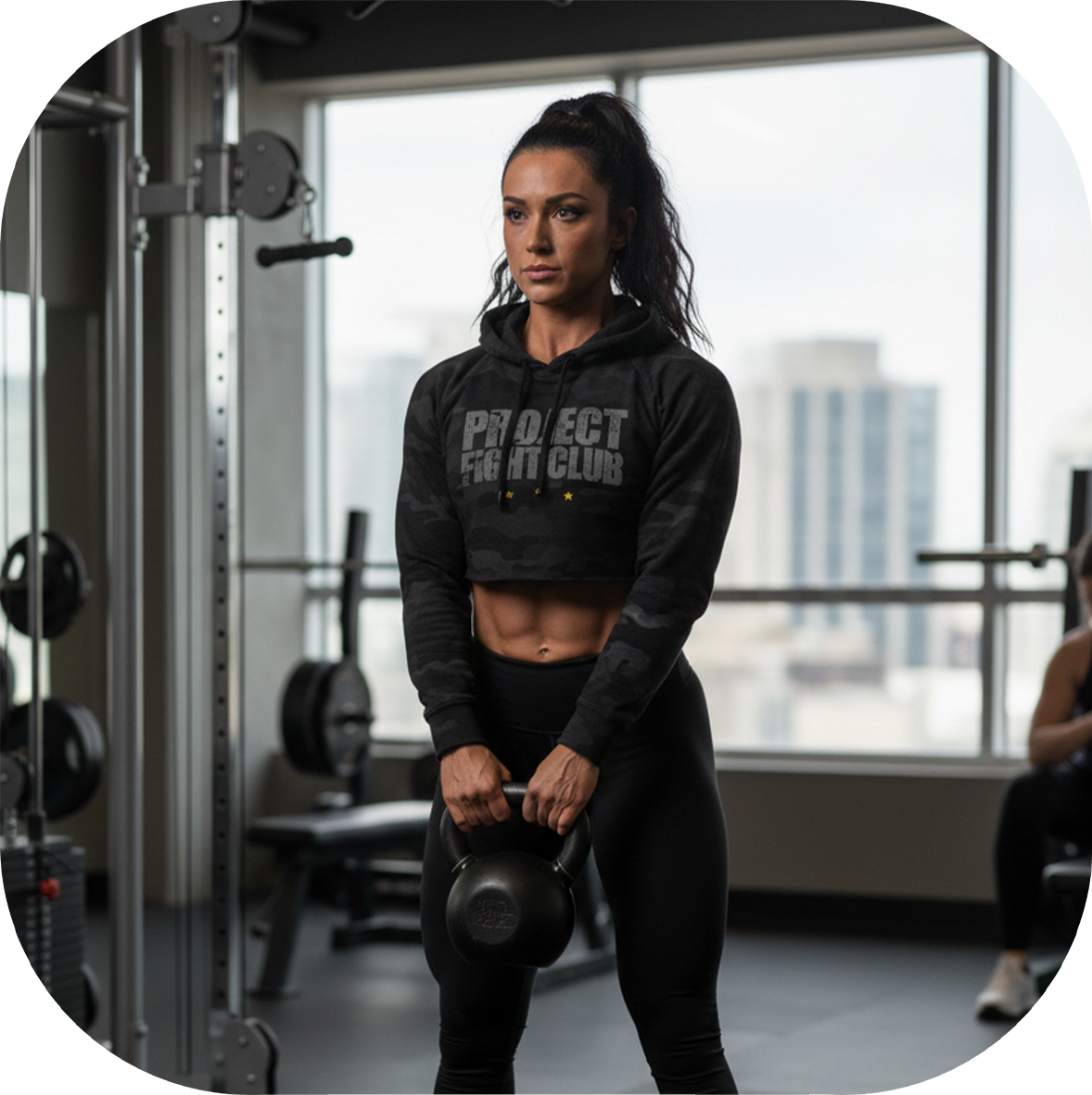 WOMENS BLACK CAMO CROPPED HOODIE - PROTECT ANIMALS & WILDLIFE