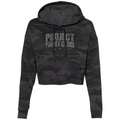 WOMENS BLACK CAMO CROPPED HOODIE - PROTECT ANIMALS & WILDLIFE