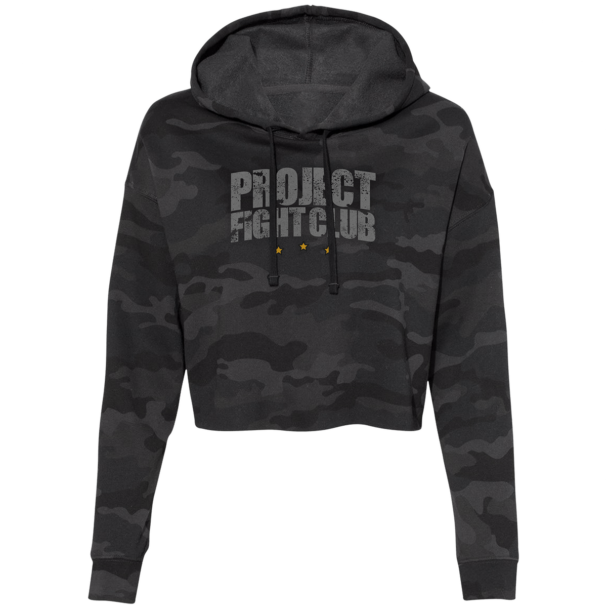 WOMENS BLACK CAMO CROPPED HOODIE - PROTECT ANIMALS & WILDLIFE