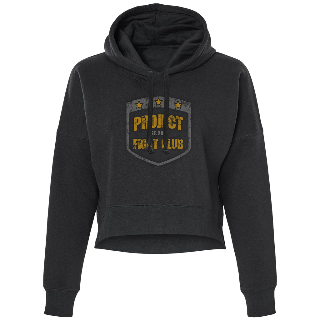 WOMENS BLACK CROPPED HOODIE - PROTECT ANIMALS & WILDLIFE