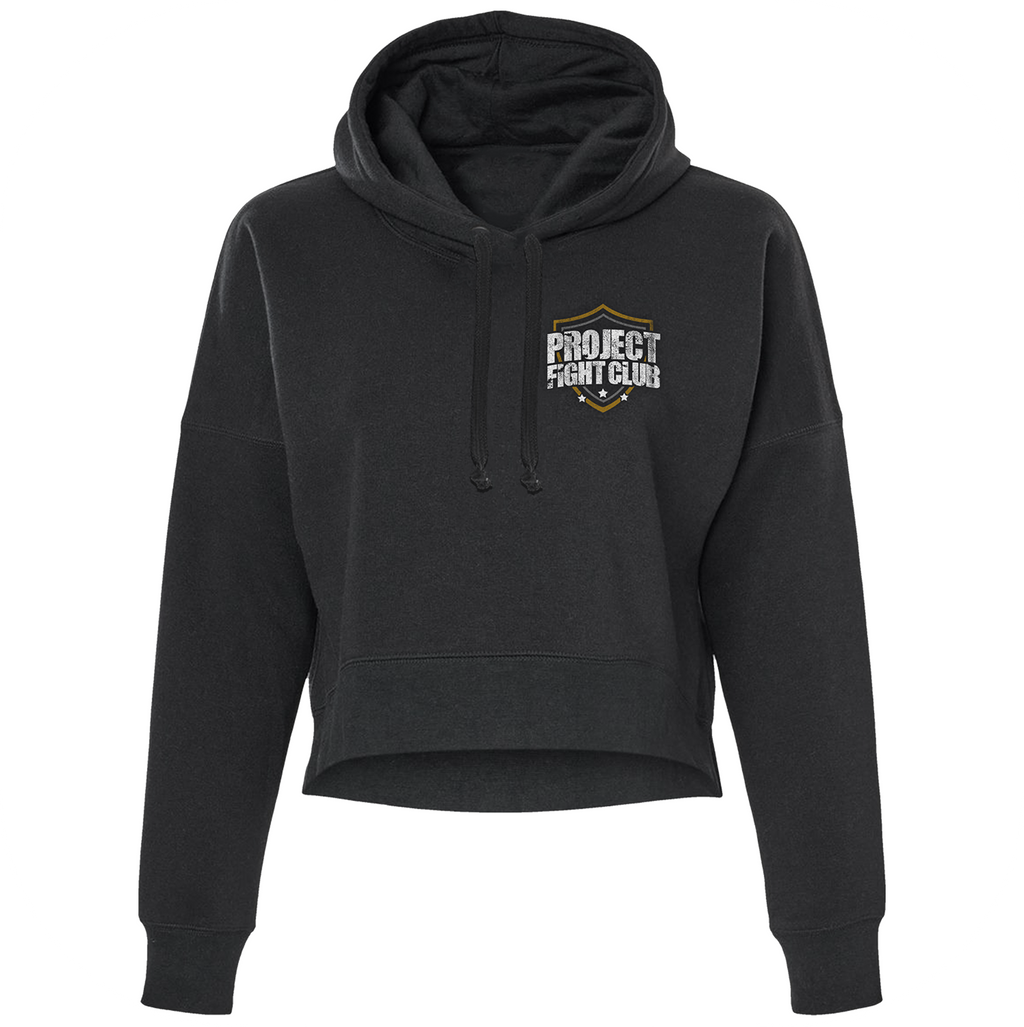 WOMENS BLACK CROPPED HOODIE #2 - PROTECT ANIMALS & WILDLIFE