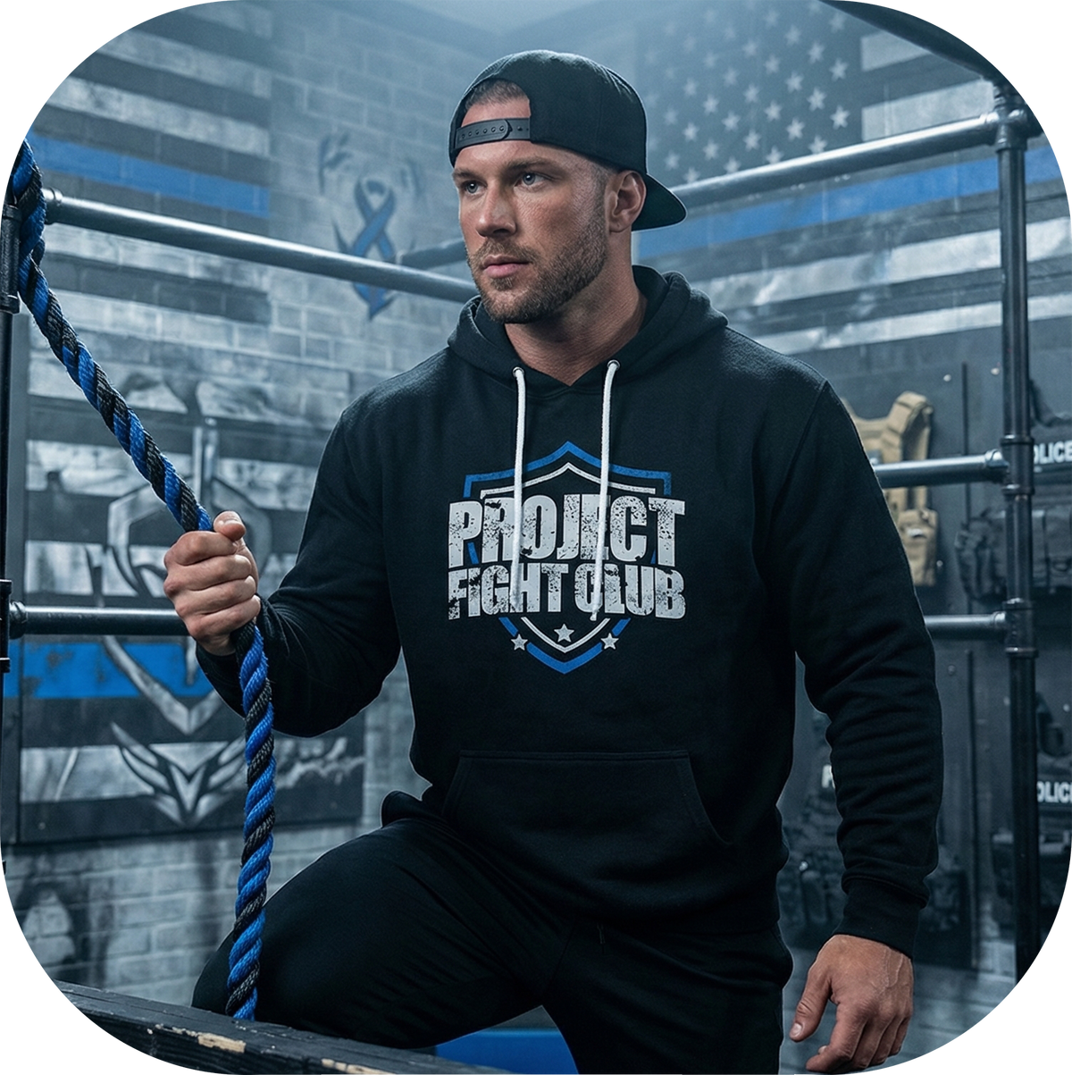 BLACK LIGHTWEIGHT HOODIE #3 - SUPPORT POLICE