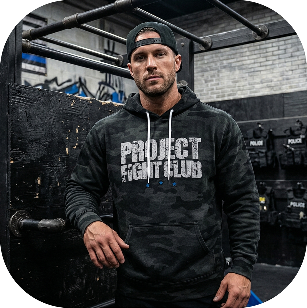BLACK CAMO LIGHTWEIGHT HOODIE - SUPPORT POLICE