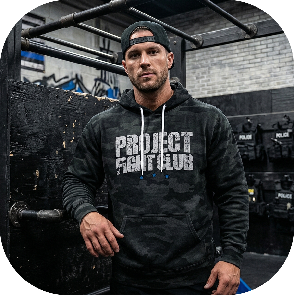 BLACK CAMO LIGHTWEIGHT HOODIE - SUPPORT POLICE