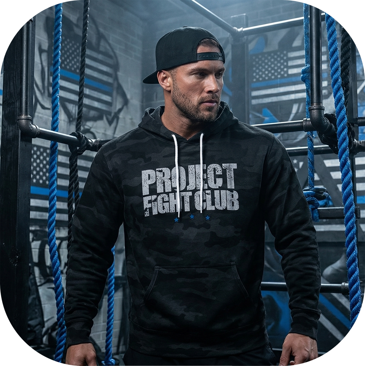 BLACK CAMO LIGHTWEIGHT HOODIE - SUPPORT POLICE
