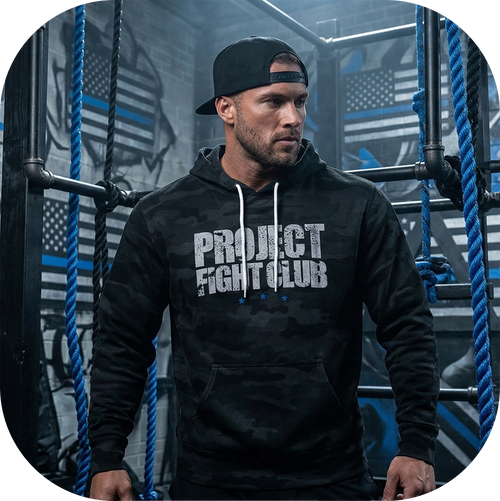 BLACK CAMO LIGHTWEIGHT HOODIE - SUPPORT POLICE