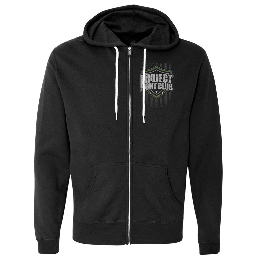 BLACK LIGHTWEIGHT ZIP HOODIE - HONOR SOLDIERS & VETERANS