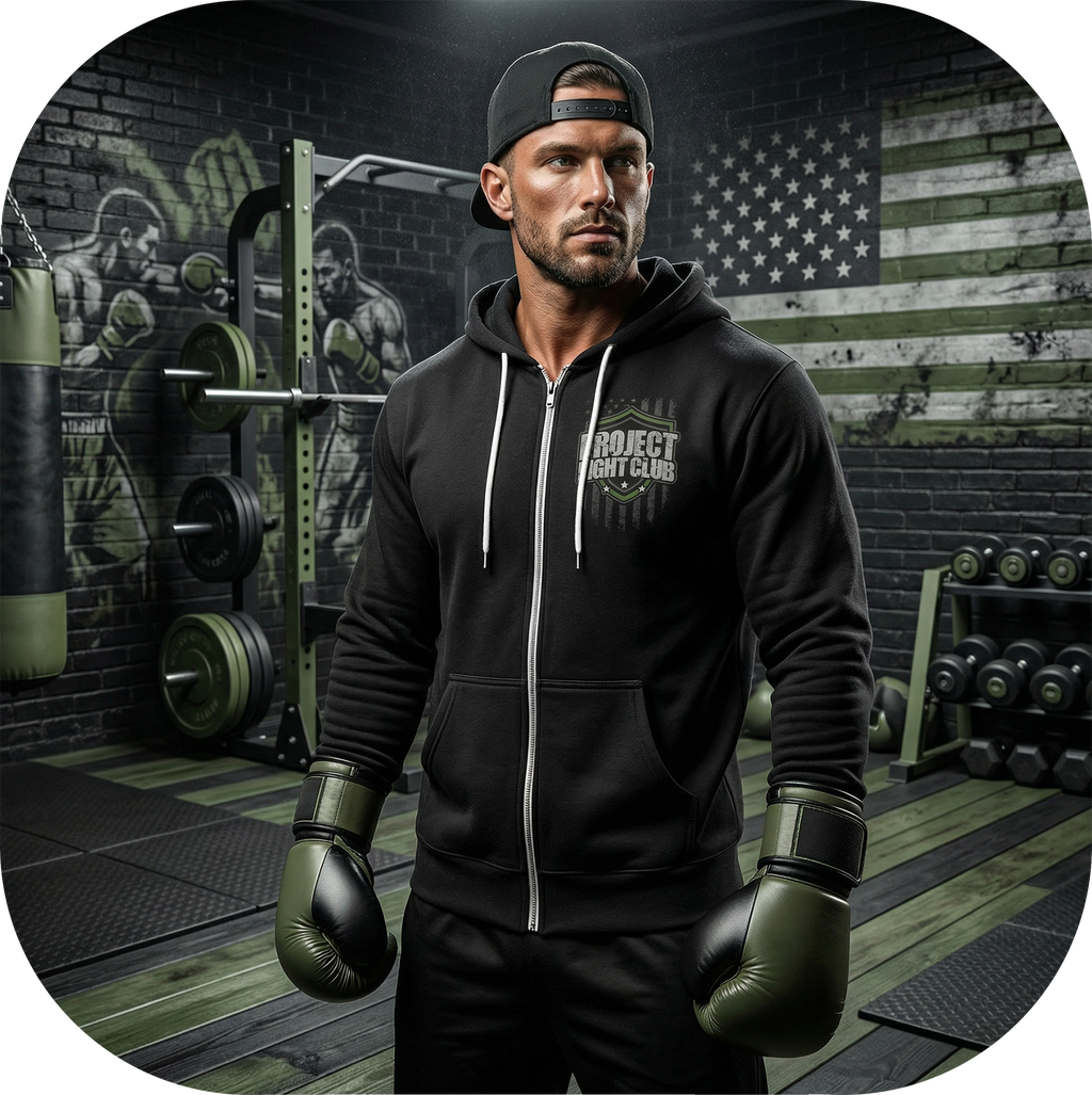 BLACK LIGHTWEIGHT ZIP HOODIE - HONOR SOLDIERS & VETERANS