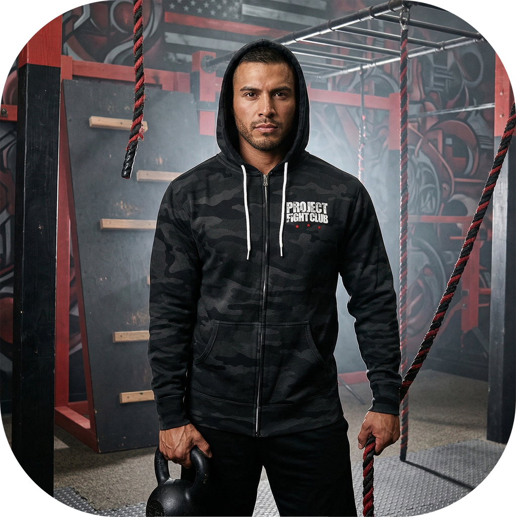 BLACK CAMO LIGHTWEIGHT ZIP HOODIE - HONOR FIREFIGHTERS & EMTs