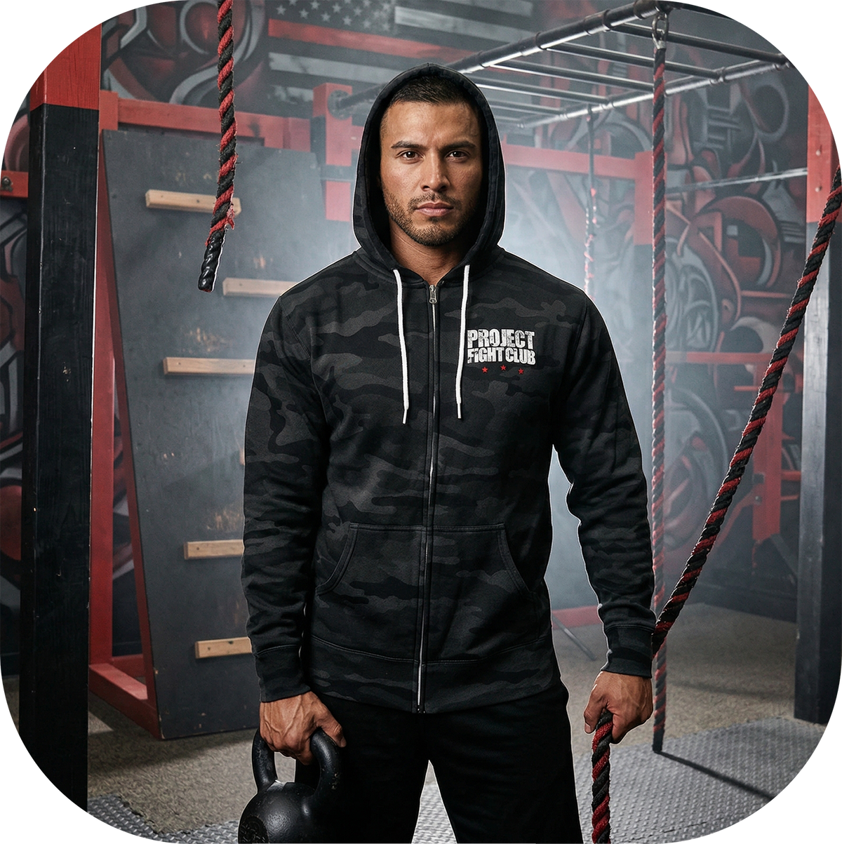 BLACK CAMO LIGHTWEIGHT ZIP HOODIE - HONOR FIREFIGHTERS & EMTs