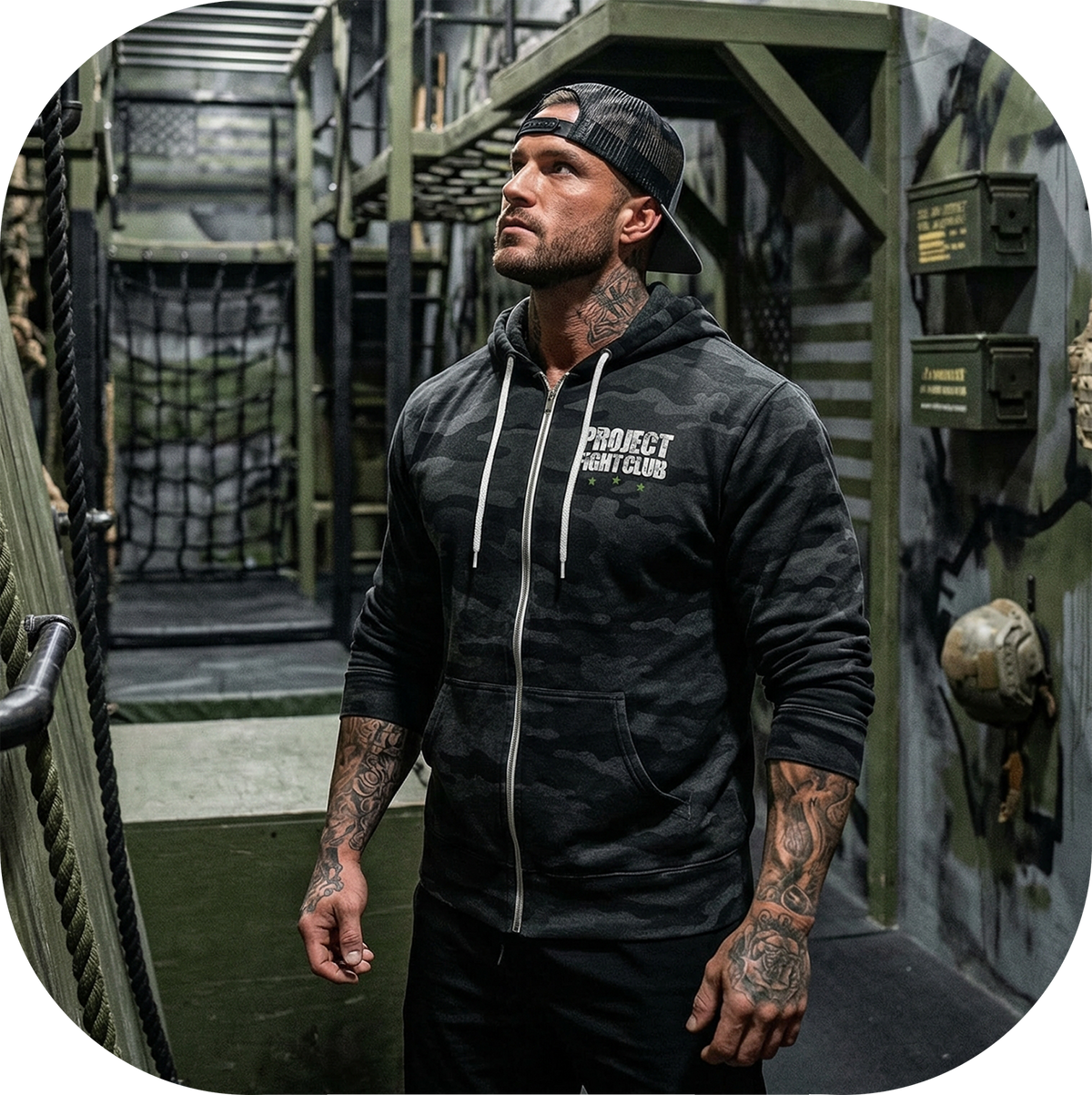 BLACK CAMO LIGHTWEIGHT ZIP HOODIE - HONOR SOLDIERS & VETERANS